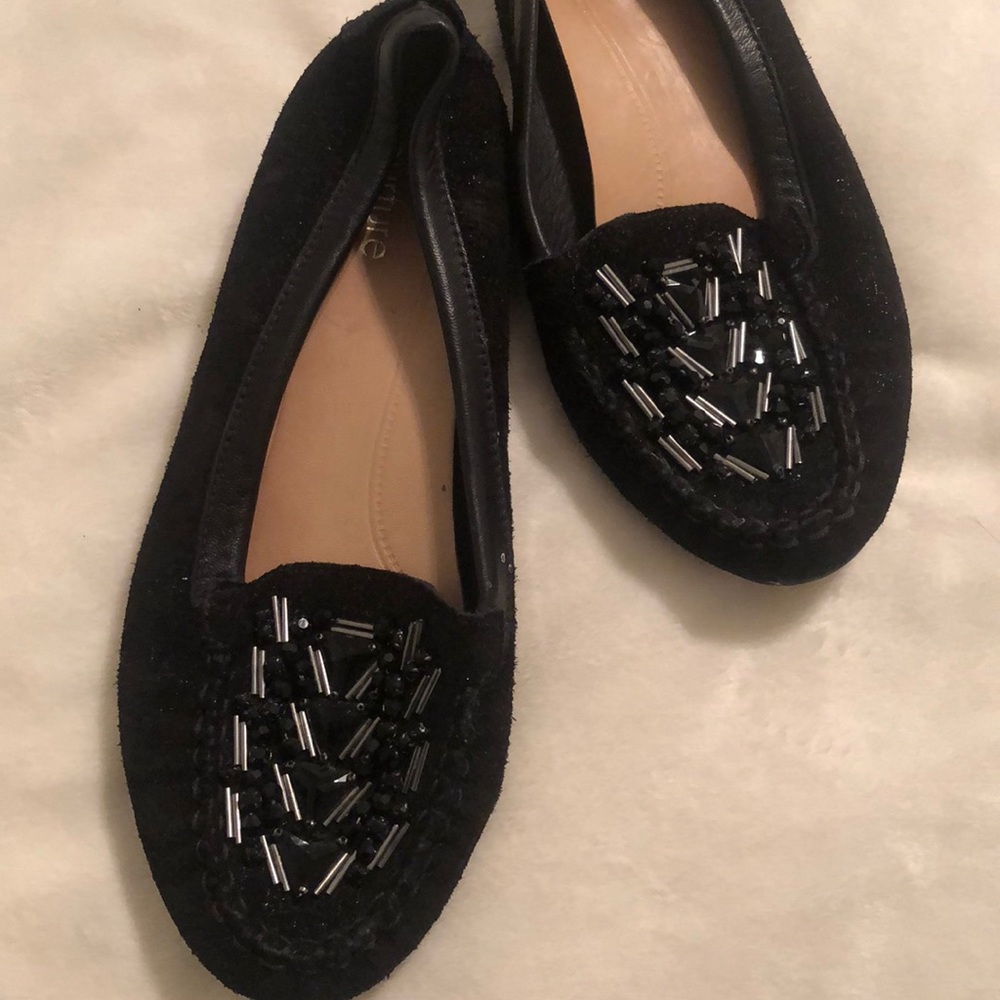 Jeweled Black Loafers Size 7